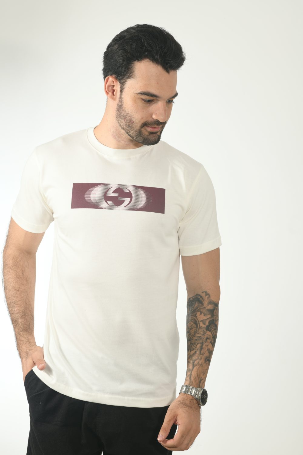 MALHA CHINESA CAMISA GUCCI ESTAMPADA BRANCA