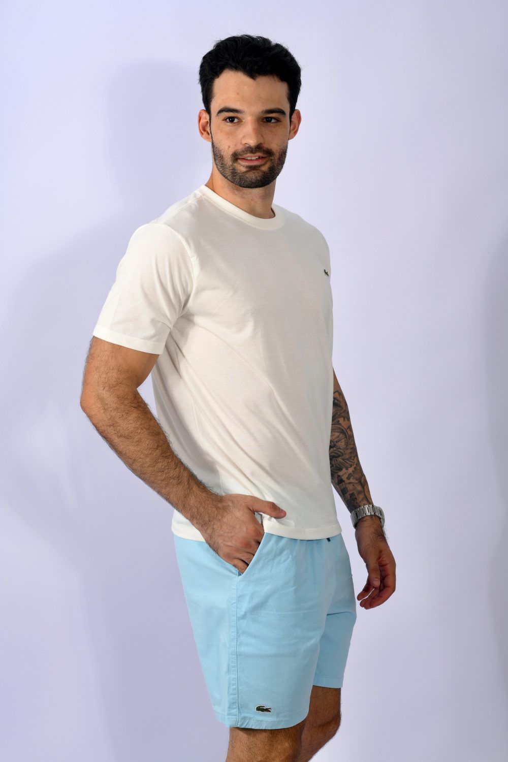 SHORT SARJA LACOSTE AZUL