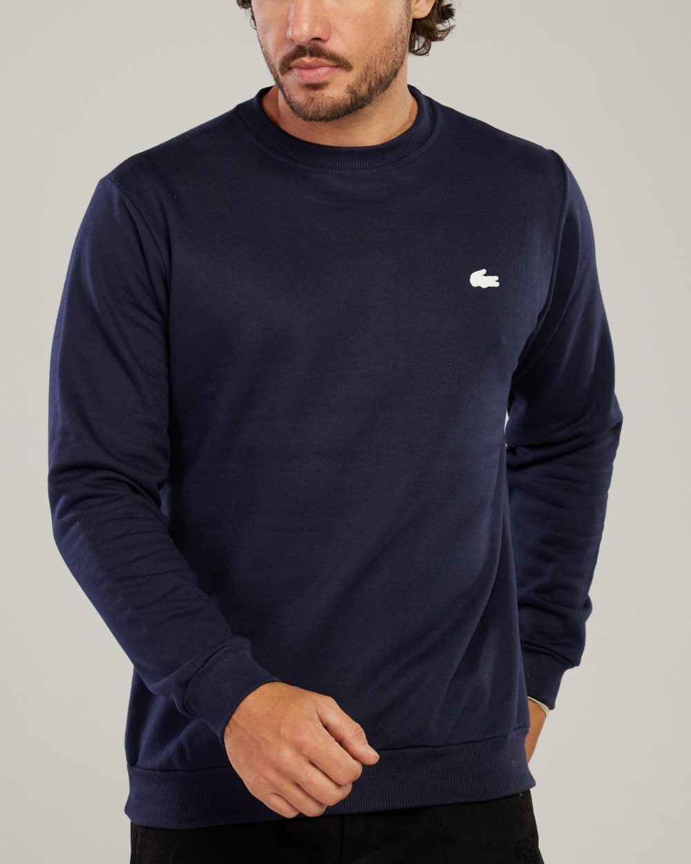 GRIFE LACOSTE MOLETON GOLA CARECA AZUL