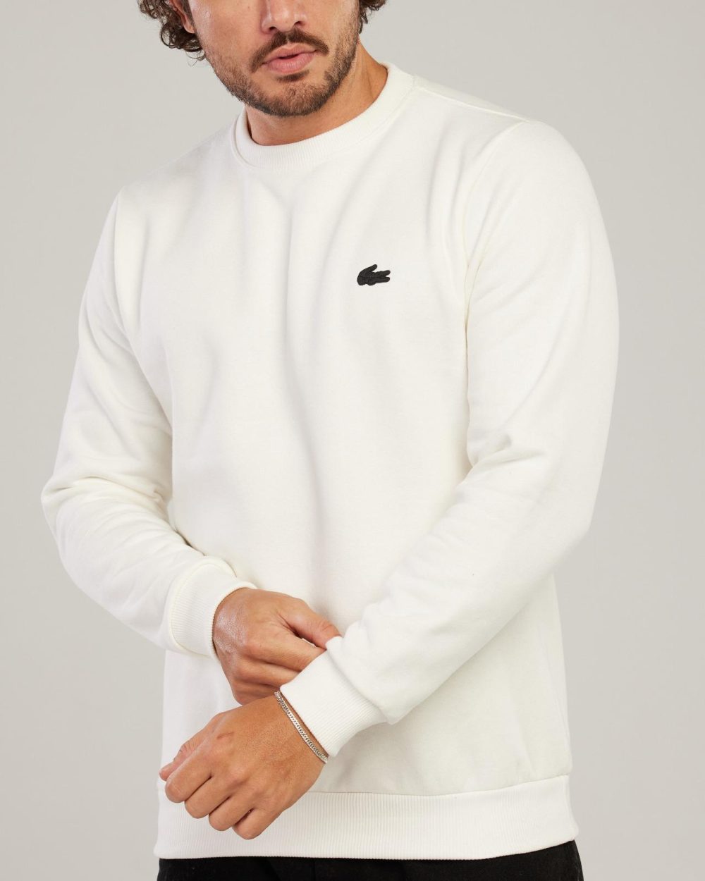 GRIFE LACOSTE MOLETON GOLA CARECA BRANCO