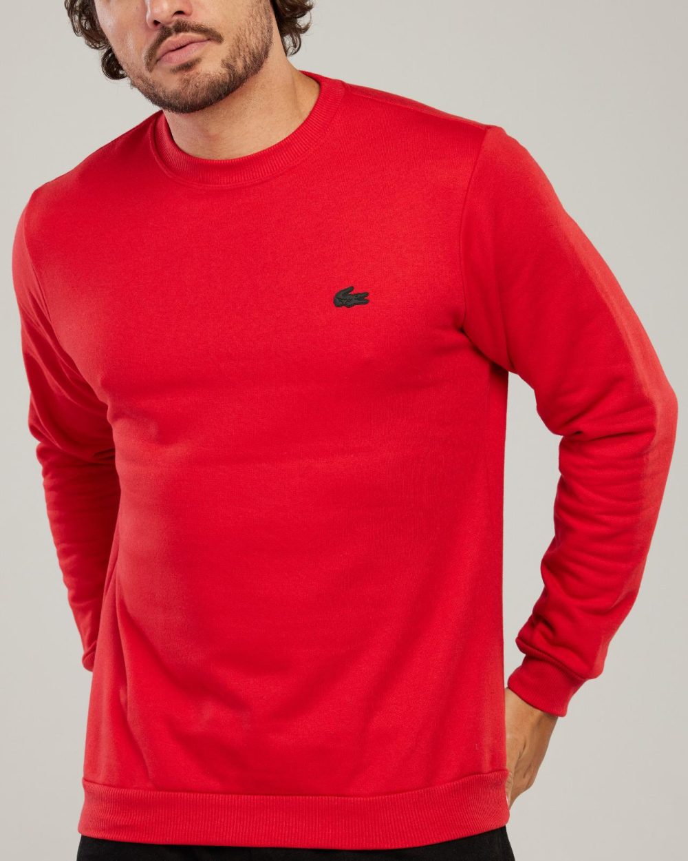 GRIFE LACOSTE MOLETON GOLA CARECA VERMELHA
