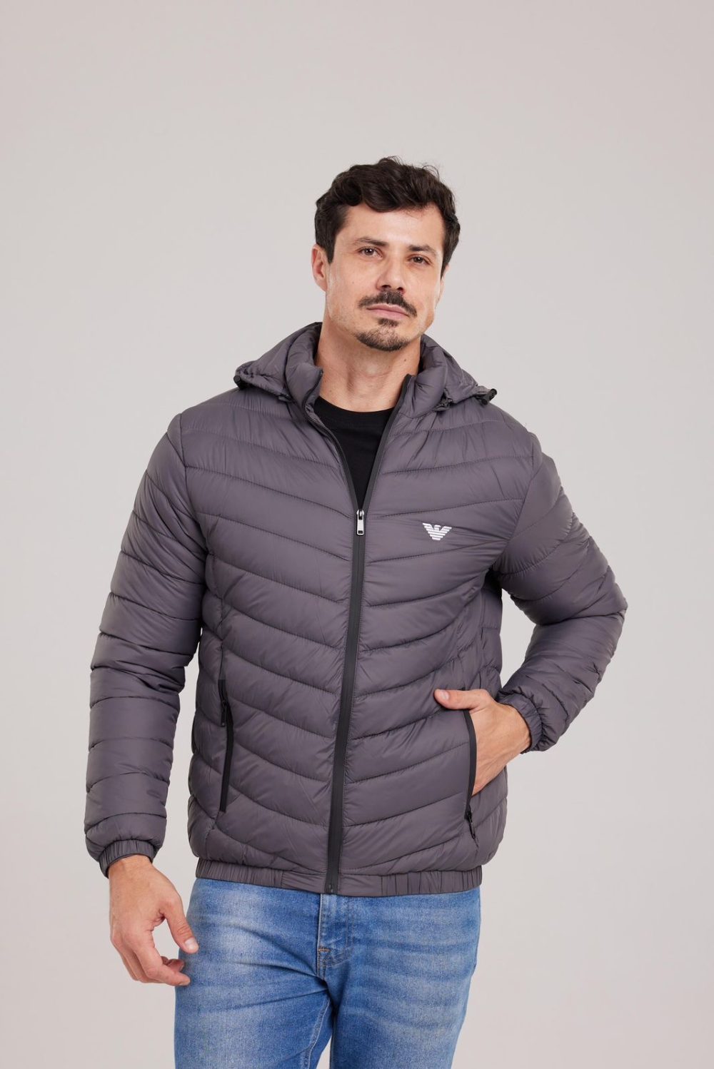 JAQUETA PUFFER EMPORIO ARMANI CINZA