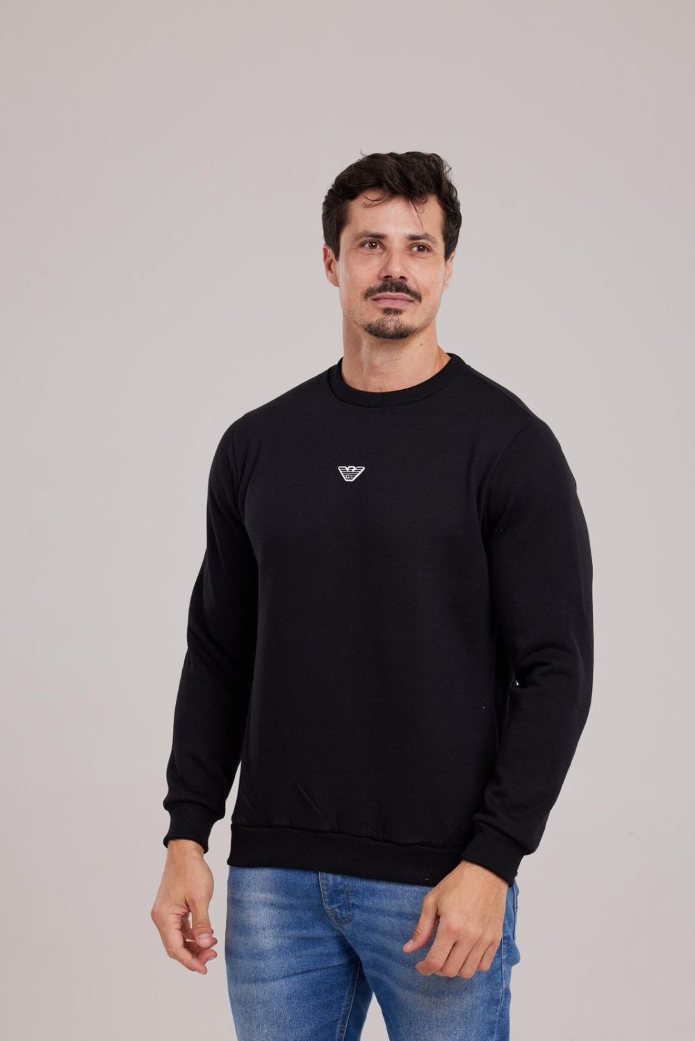 MOLETOM EMPORIO ARMANI GOLA CARECA PRETO