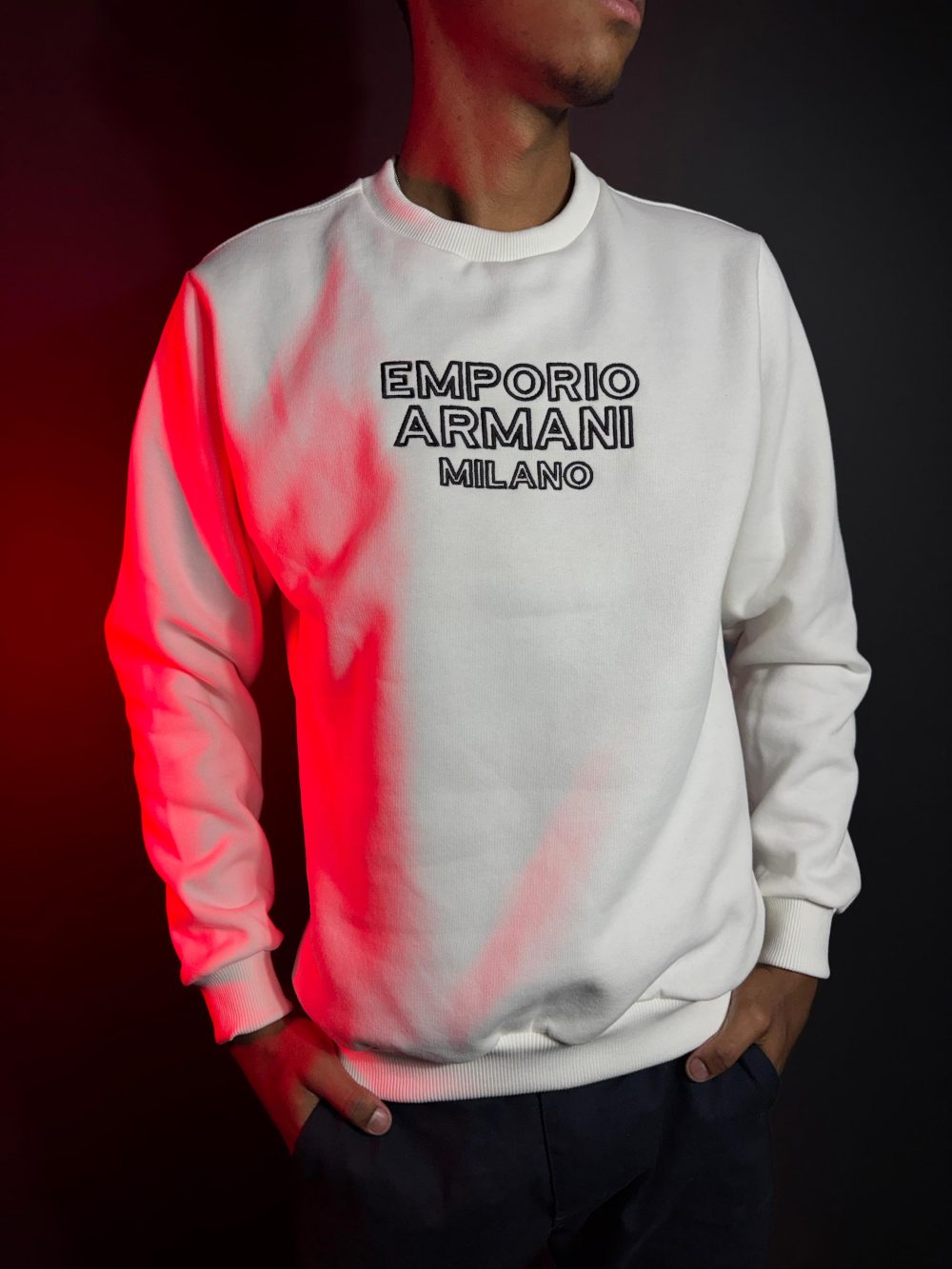 MOLETOM EMPORIO ARMANI GOLA CARECA BRANCO
