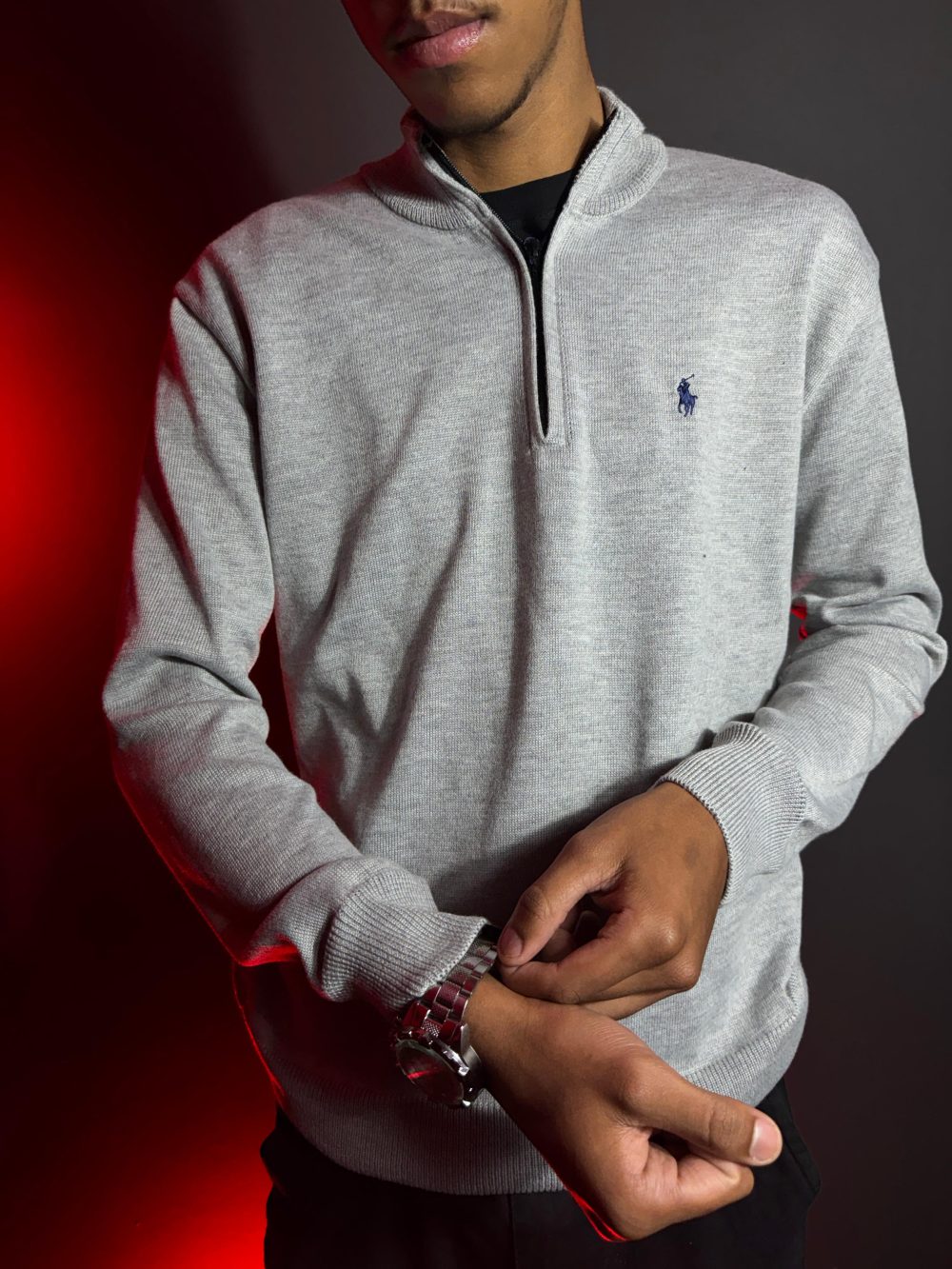SUETER RALPH LAUREN CINZA